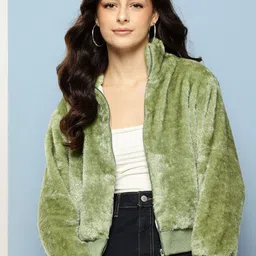 BAESD Women Checked Bomber Jacket-picture-6