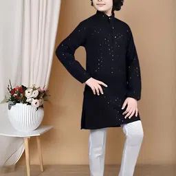 Black Seq Kurta Set-27