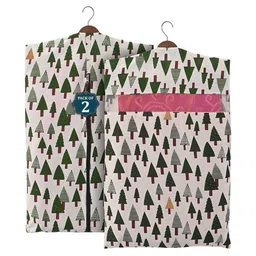 Kuber Industries Green Set of 2 Printed Mesh Cotton Multi-Utility Hanging Organisers-43