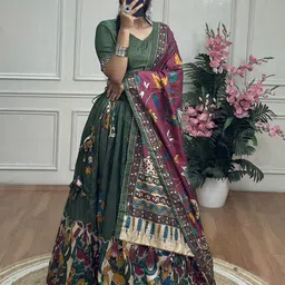 ZIBLON Printed Kalamkari Ready to Wear Lehenga & Blouse With Dupatta-picture-17