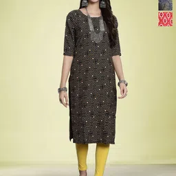 Moda Rapido Selection Of 3 Geometric Printed Round Neck Straight Kurtas-image-28