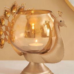 Home Centre Tamaira Purl Gold-Toned Peacock Votive Candle Holder-image-15