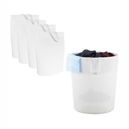 Aura 5Pcs White Foldable & Reusable Mesh Laundry Bags With Handles-13