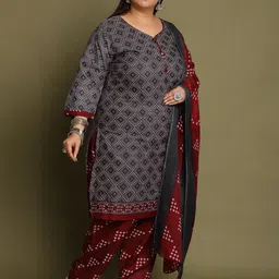 Rajnandini Women Bandhani Printed Regular Kurta with Trousers & With Dupatta image 5