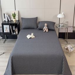 JC HOME Black & White Striped 220 TC Pure Cotton King Bedsheet Set 2.50 m x 2.30 m-image-4