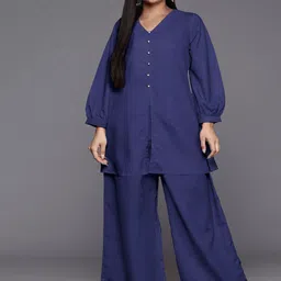 A PLUS BY AHALYAA V-Neck Tunic With Palazzo Co-Ords-picture-55