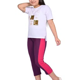 BAESD Girls Cotton Solid Side Striped Capris-image-8