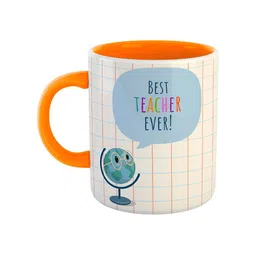 ARTBUG Orange & White Printed Ceramic Glossy Mug - 330 ml-11