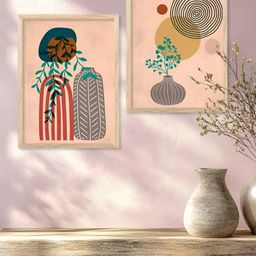 Kotart Brown & Pink 2 Pieces Modern Wooden Wall Arts-picture-15