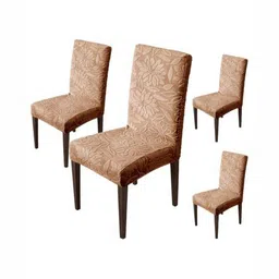 HOUSE OF QUIRK Camel-Brown 4 Pieces Floral Dining Chair Covers-6