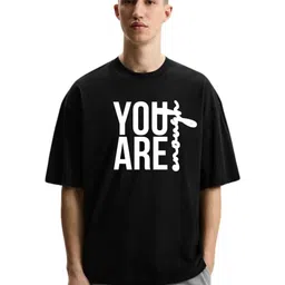 Fashnobic Men Typography Printed Round Neck Cotton Oversized T-shirt-image-26