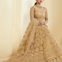 JULEE Women Embroidered Net Fit & Flare Ethnic Dress-image-1