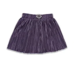 Girls Accordion Pleated Satin Flared Skirt-image-73
