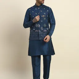 Pro-Ethic STYLE DEVELOPER Men Ethnic Motif Embroidered Sequinned Kurta Set-21