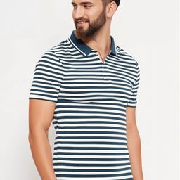 MACK JONNEY Men Striped Polo Collar Pockets T-shirt-image-57