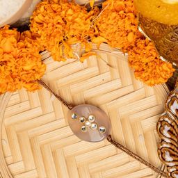 Look and Adorn Unisex Beige Lumba Rakhi-image-43