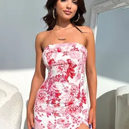 StyleCast Women Floral Printed Strapless Bandeau Dress-image-15