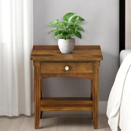 woodsworth from pepperfry Pompeii Sheesham Wood Bedside Table In Provincial Teak Finish With Drawer-picture-17