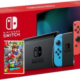 NINTENDO Switch with neon red and neon blue Joy?Con - Version 2 32 GB with Super Mario Odyssey-45