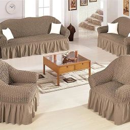 Velvet Geometric 3+1+1 Seater Sofa Cover-image-12