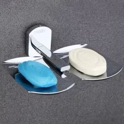 Double Soap Holder | Square Soap Dish for Bathroom, Rust-Free & Durable 10 inch 2 Bar Towel Rod-image-1