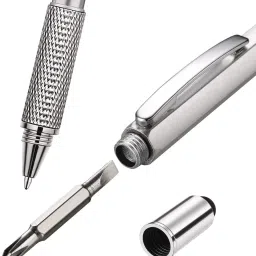 vinayakart Metal Multi tool Pen 6-in-1 Stylus , Ballpoint Pen, Ruler, Level, Screwdriver(Phillips screwdriver and Flathead Bit Slotted screwdriver) GOLD Multi-function Pen image 4