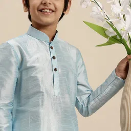 Sanwara Boys Blue Pastels Art Silk Kurta-picture-29