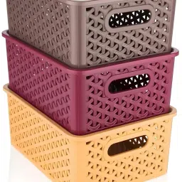 Plastic Storage Basket for Fruits,Vegetables,Magazines,Cosmetics,Kitchen Tool -with Lid Storage Basket-image-0