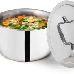 the indus valley Triply Stainless Steel Stock / Biryani Pot / Dutch Oven with Lid Cook and Serve Casserole-picture-45