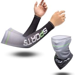 UV Protection Bandana Combo for Men Cooling Arm Sleeves UPF 50 Cycling Gloves-72