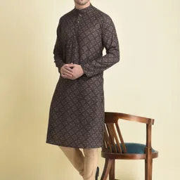 TABARD Men Ethnic Motifs Pure Cotton Kurta with Pyjama Set-image-110