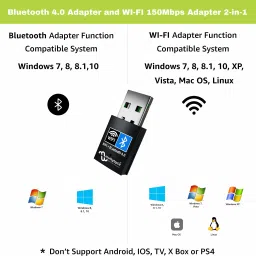 Multybyte USB Adapter 4.0-High-Speed 150Mbps for PC-Plug&Play,Dual Functionality (WiFi+BT) USB Adapter image 5