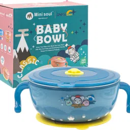 Space Printed Feeding Bowl with Suction Base and Ventilation Hole for Babies- Stainless Steel-image-27