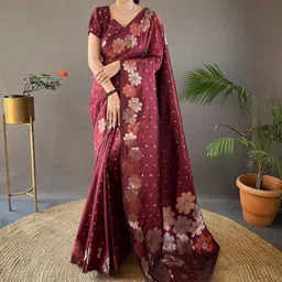 Lookmark Woven Design Zari Banarasi Saree With Blouse Piece-picture-31