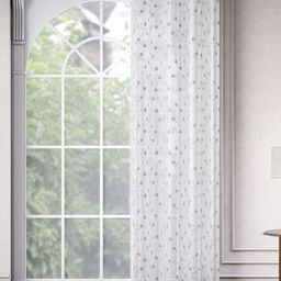 haus & kinder White & Grey Embroidered Sheer Door Curtain-image-46