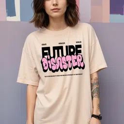 SMARTEES Typography Printed Round Neck Drop-Shoulder Sleeves Cotton Oversized T-shirt-image-63