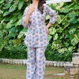 CORSICA Printed V-Neck Top With Trousers Co-Ords-image-23