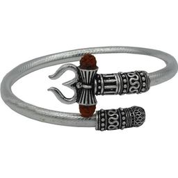 Divine souvenirs Unisex Stainless Steel Silver-Plated Rudrakasha Wraparound Bracelet-image-84