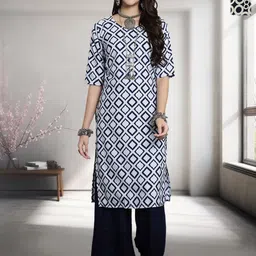 HERE&NOW Selection Of 2 Geometric Printed Round Neck Straight Kurta-image-90
