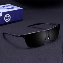 SUNGLASSIC Unisex Black Lens & Silver-Toned Rectangle Sunglasses with-14