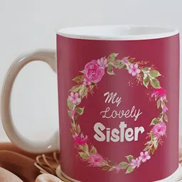 SKYTRENDS Red & White Floral Printed Ceramic Matte Mugs Set of Cups and Mugs-5