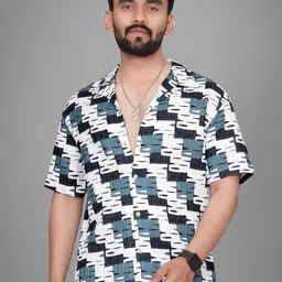 Metronaut Men Regular Fit Cuban Collar Abstract Printed Casual Shirt-image-69