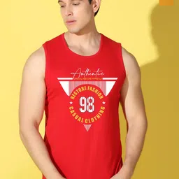 WOOSTRO Pack Of 2 Printed Combed Cotton Gym Vests VWS26(98 RED)(98 MUSTARD)-image-77