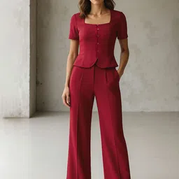 SASSAFRAS worklyf Square Neck Crop-Top With Wide-Leg Trousers Co-Ords-picture-31