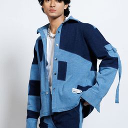 FIBONACCI Men Denim Jacket with Patchwork image 2