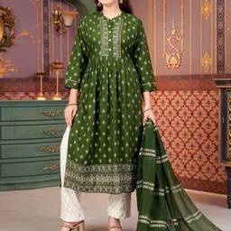 Sangria Girls Printed Kurta Trouser With Dupatta-image-8