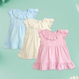 Kidbea Pack Of 3 Girls Solid A-Line Dress-image-78