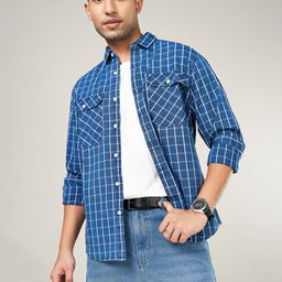 SF JEANS by Pantaloons Men Spread Collar Grid Tattersall Checked Cotton Casual Shirt-image-28