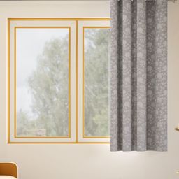 haus & kinder Chateau Rose Silver-Toned & White Embroidered Room Darkening Window Curtain-image-13
