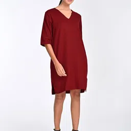 Saltpetre V-Neck A-Line Dress-image-50